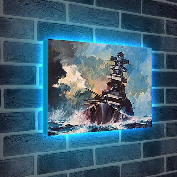 Лайтбокс световая панель - Корабль в шторм