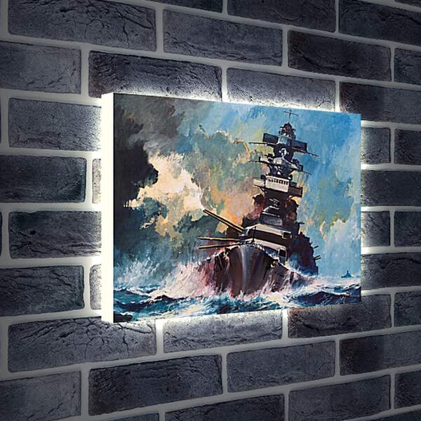 Лайтбокс световая панель - Корабль в шторм