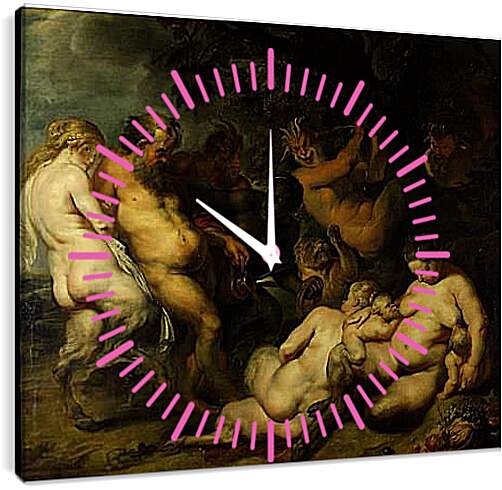 Часы картина - вакханалия. Питер Пауль Рубенс