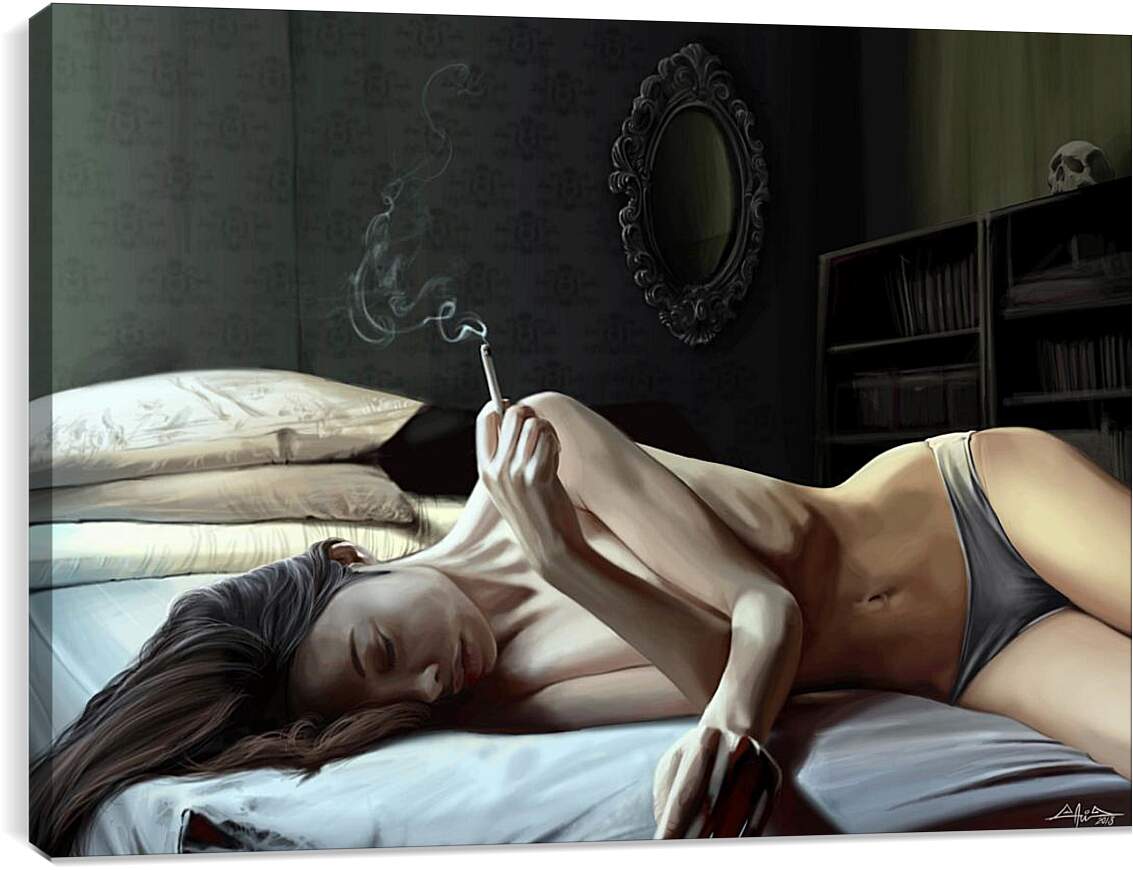 Постер и плакат - С сигаретой в постели