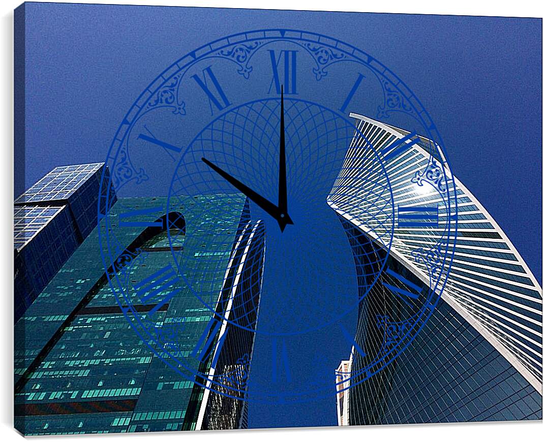 Часы картина - Москва Сити