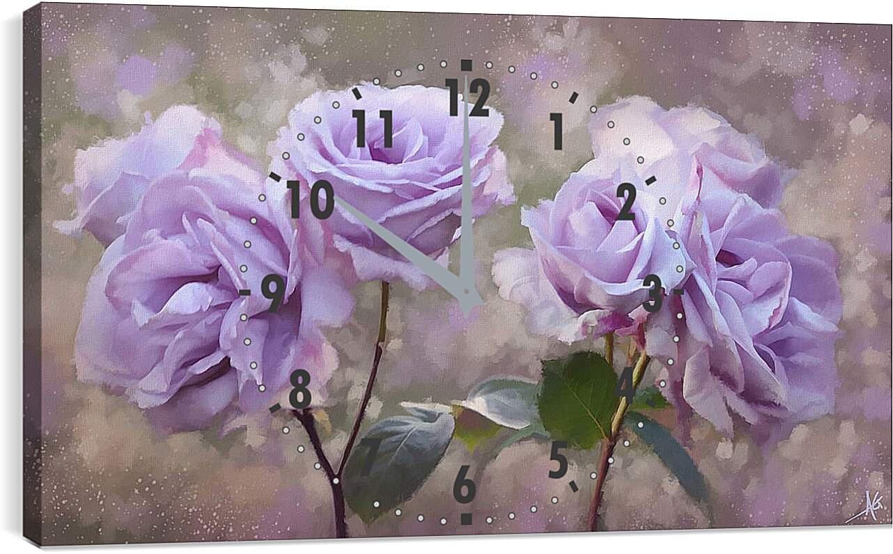 Часы картина - Сиреневые розы