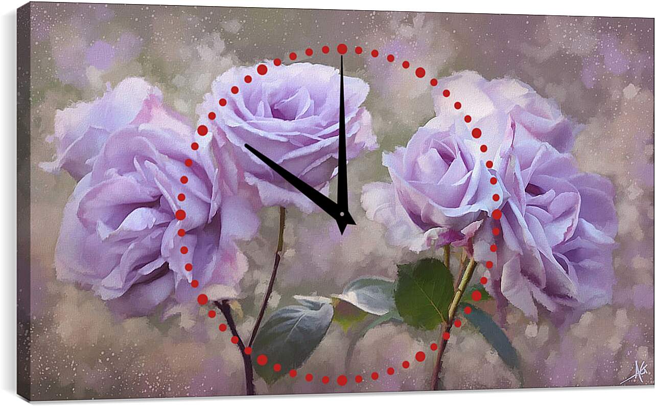 Часы картина - Сиреневые розы