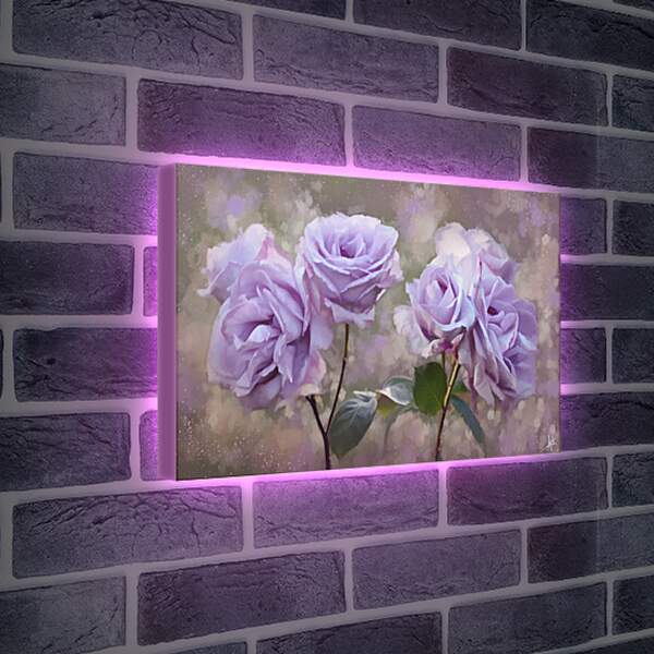 Лайтбокс световая панель - Сиреневые розы