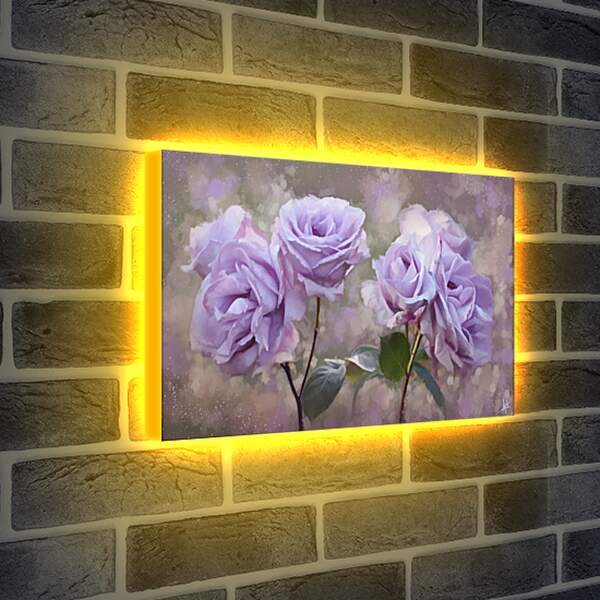 Лайтбокс световая панель - Сиреневые розы