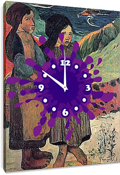 Часы картина - Bretonnes pres de la mer. Поль Гоген