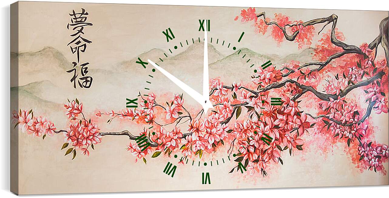 Часы картина - Ветка сакуры