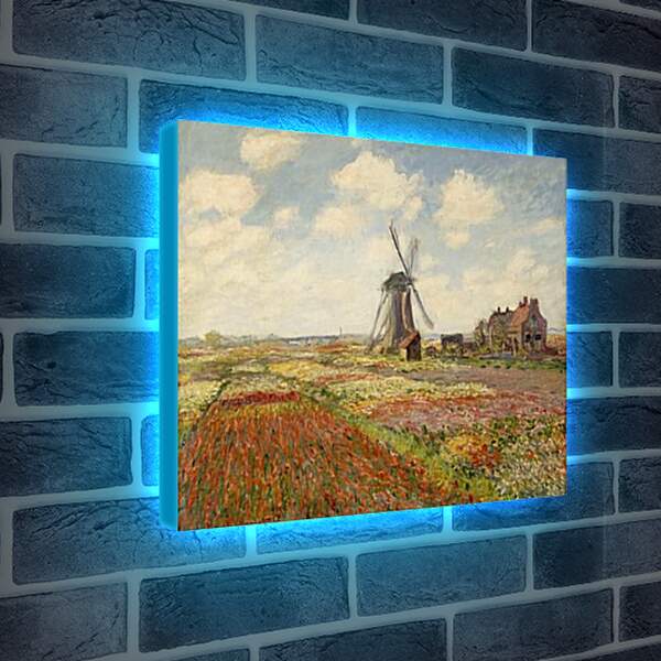 Лайтбокс световая панель - Fields of Tulip With The Rijnsburg Windmill. Клод Моне