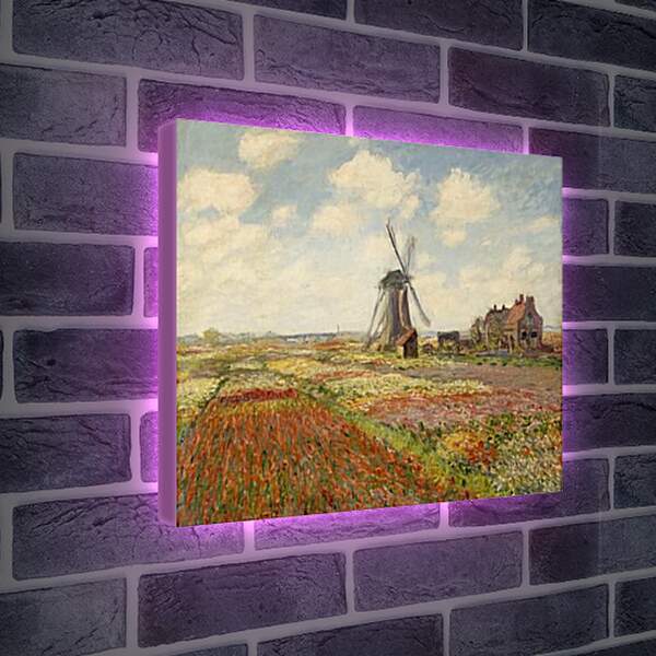 Лайтбокс световая панель - Fields of Tulip With The Rijnsburg Windmill. Клод Моне