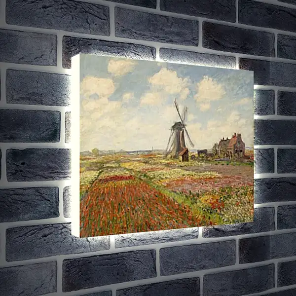 Лайтбокс световая панель - Fields of Tulip With The Rijnsburg Windmill. Клод Моне