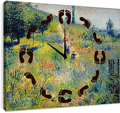 Часы картина - Path Leading through Tall Grass. Пьер Огюст Ренуар