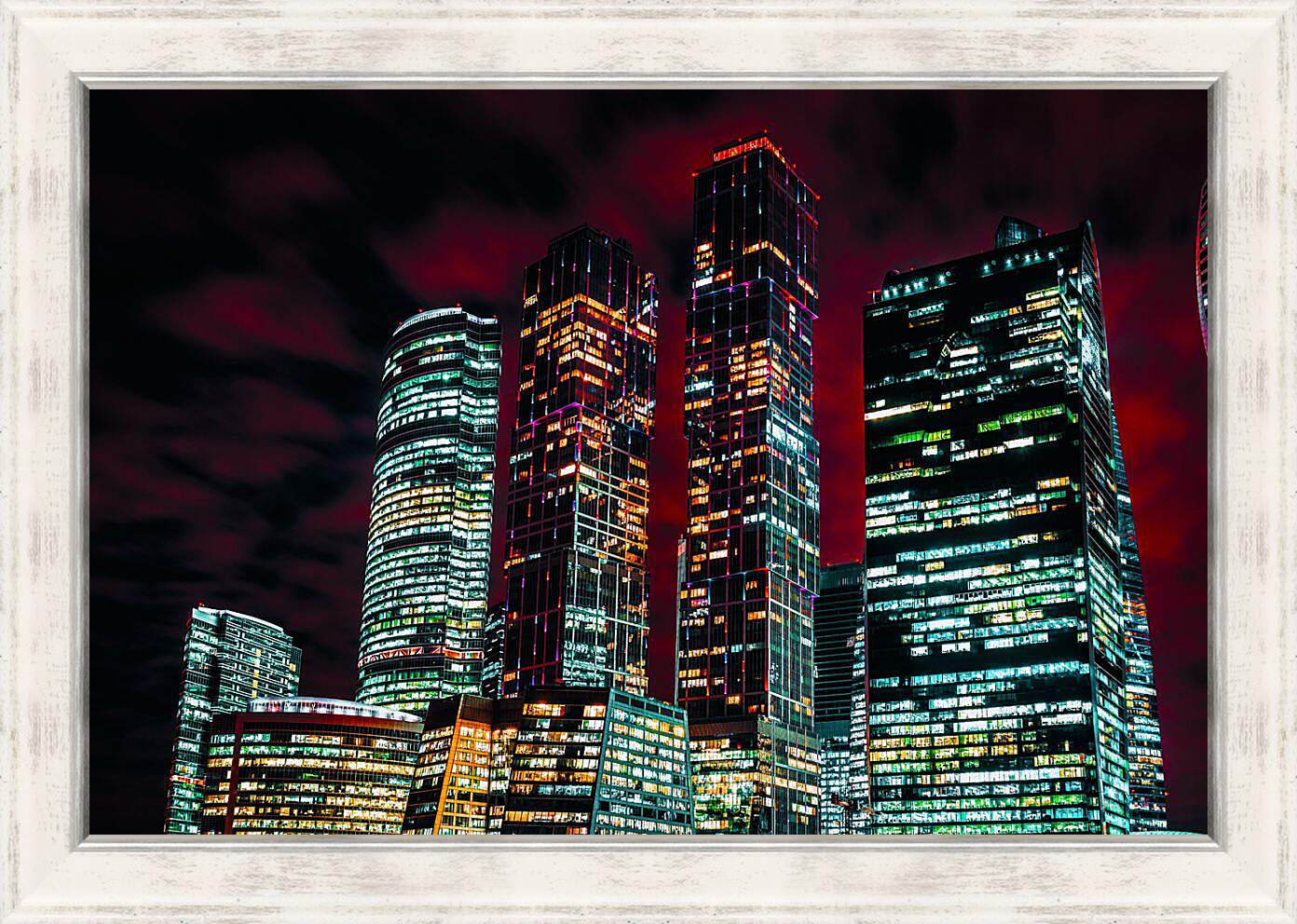 Картина в раме - Огни ночного Москва-сити
