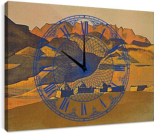 Часы картина - Киргизский базар в Санчжу. Рерих Николай