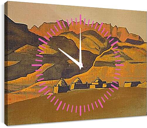 Часы картина - Киргизский базар в Санчжу. Рерих Николай