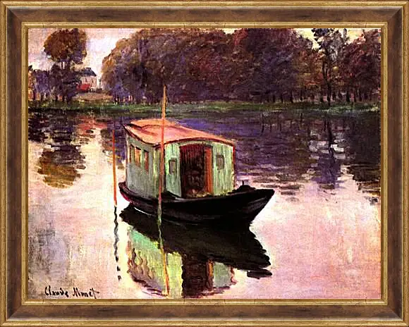 Картина в раме - The Studio Boat. Клод Моне