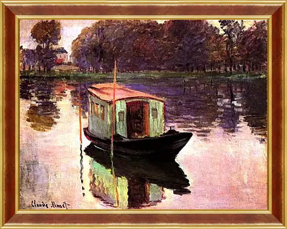 Картина в раме - The Studio Boat. Клод Моне