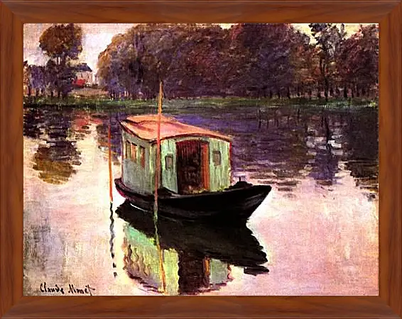 Картина в раме - The Studio Boat. Клод Моне