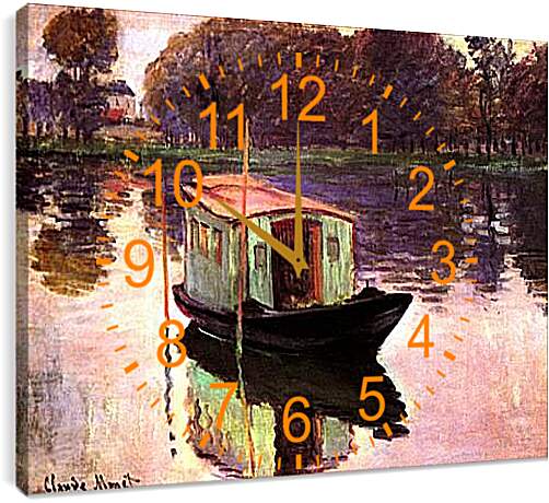 Часы картина - The Studio Boat. Клод Моне
