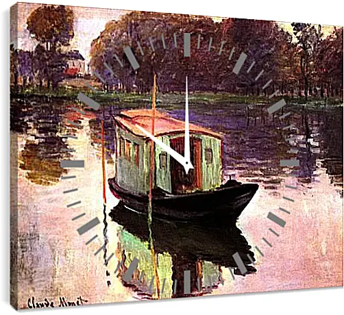 Часы картина - The Studio Boat. Клод Моне