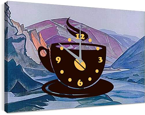 Часы картина - Монастырь Шаругён. Рерих Николай