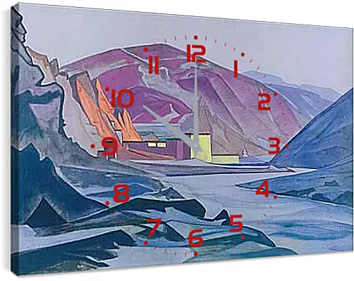 Часы картина - Монастырь Шаругён. Рерих Николай