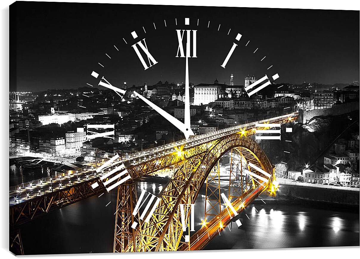 Часы картина - Мост ночью