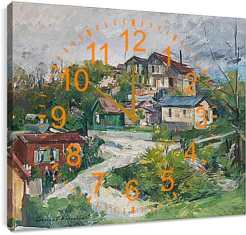 Часы картина - Вид на деревню. Коровин Константин