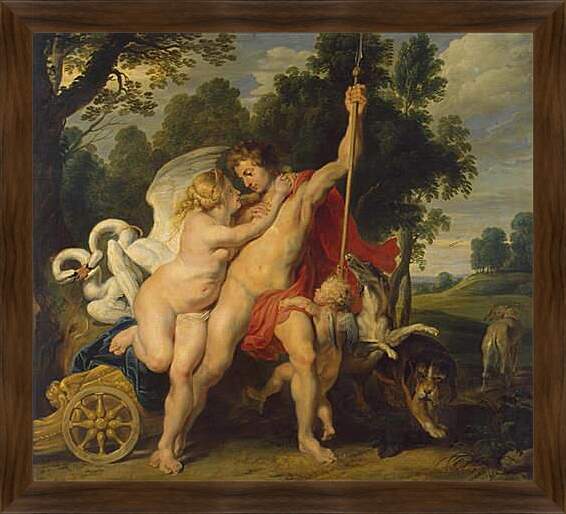 Картина в раме - Venus and Adonis. Питер Пауль Рубенс
