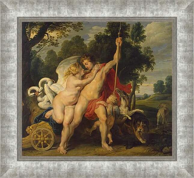 Картина в раме - Venus and Adonis. Питер Пауль Рубенс