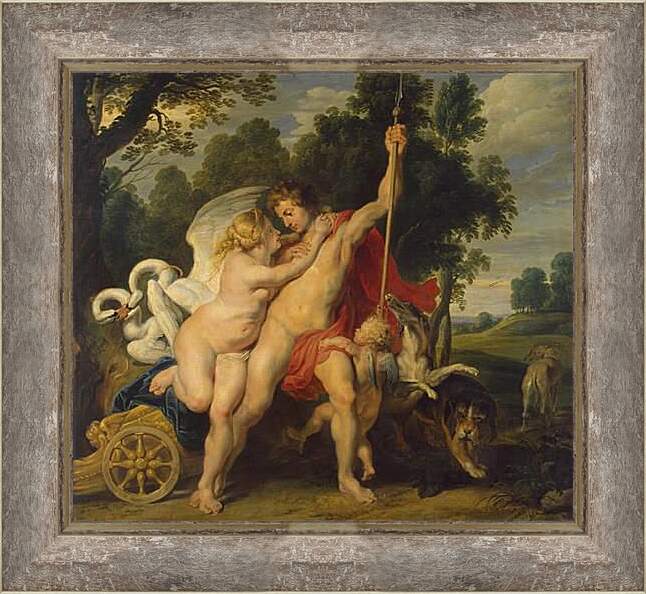 Картина в раме - Venus and Adonis. Питер Пауль Рубенс