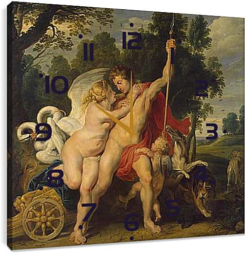 Часы картина - Venus and Adonis. Питер Пауль Рубенс