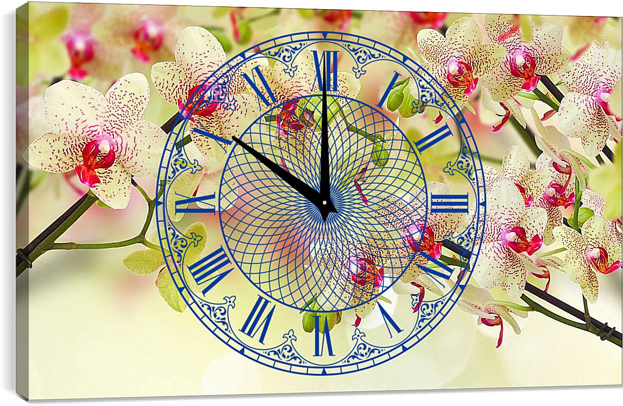 Часы картина - Тигровые орхидеи