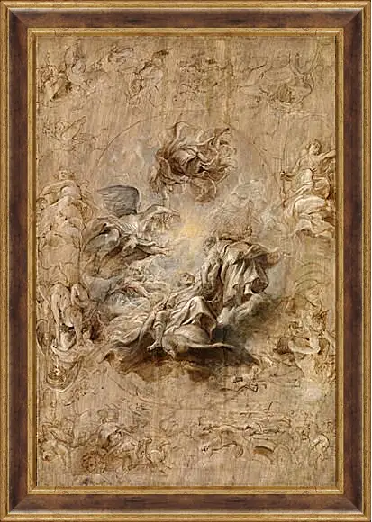 Картина в раме - Multiple Sketch for the Banqueting House Ceiling. Питер Пауль Рубенс