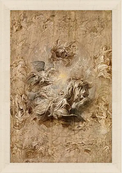 Картина в раме - Multiple Sketch for the Banqueting House Ceiling. Питер Пауль Рубенс