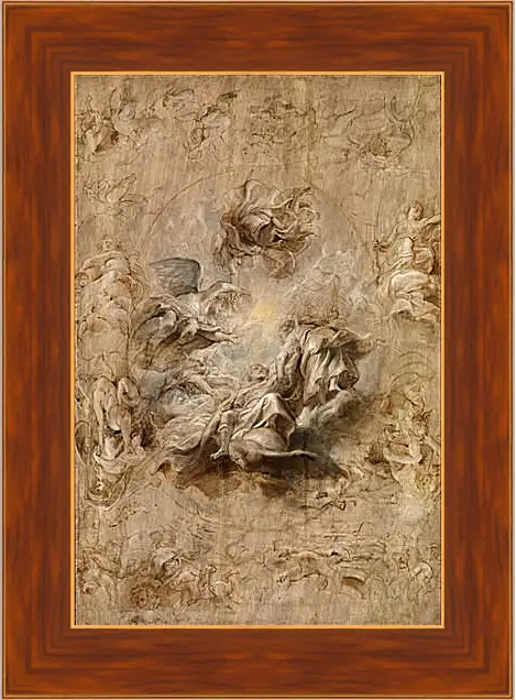 Картина в раме - Multiple Sketch for the Banqueting House Ceiling. Питер Пауль Рубенс
