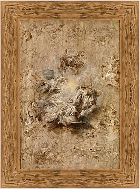 Картина в раме - Multiple Sketch for the Banqueting House Ceiling. Питер Пауль Рубенс