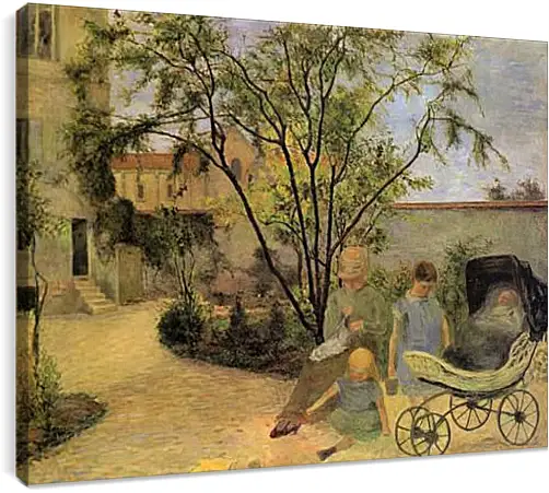 Постер и плакат - La famille du peintre au jardin, rue Carcel. Поль Гоген