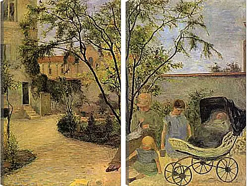 Модульная картина - La famille du peintre au jardin, rue Carcel. Поль Гоген