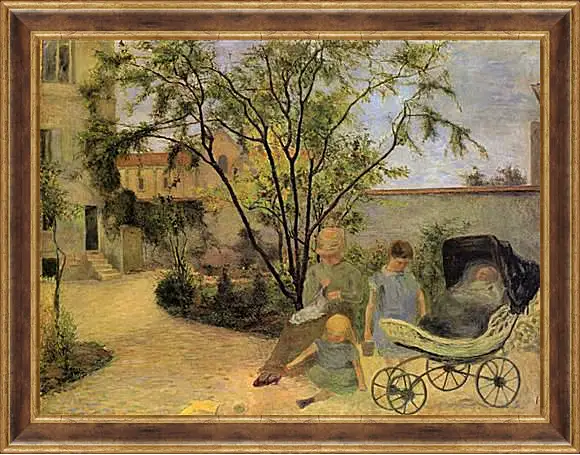 Картина в раме - La famille du peintre au jardin, rue Carcel. Поль Гоген