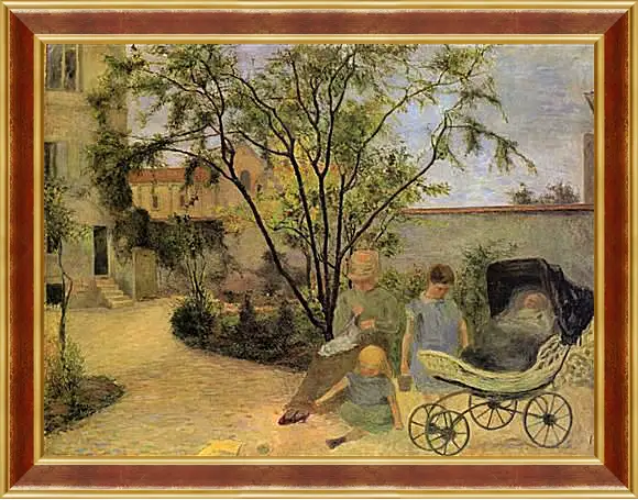 Картина в раме - La famille du peintre au jardin, rue Carcel. Поль Гоген