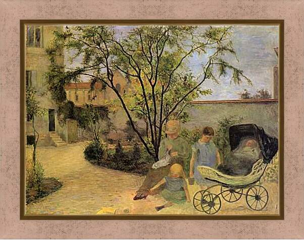 Картина в раме - La famille du peintre au jardin, rue Carcel. Поль Гоген