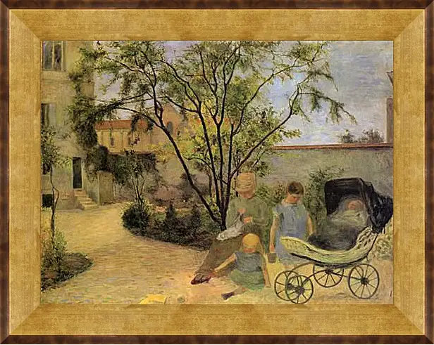 Картина в раме - La famille du peintre au jardin, rue Carcel. Поль Гоген