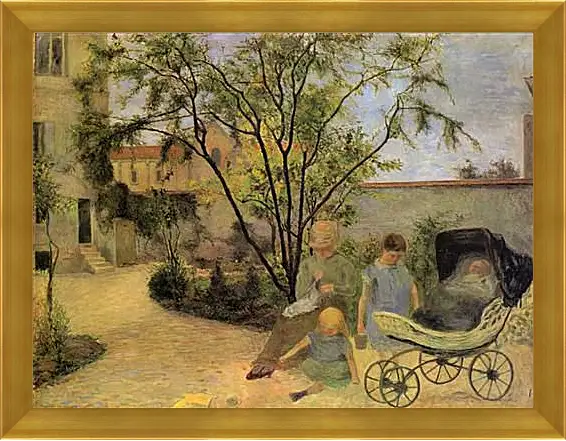 Картина в раме - La famille du peintre au jardin, rue Carcel. Поль Гоген