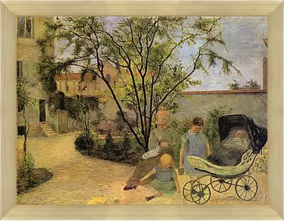 Картина в раме - La famille du peintre au jardin, rue Carcel. Поль Гоген