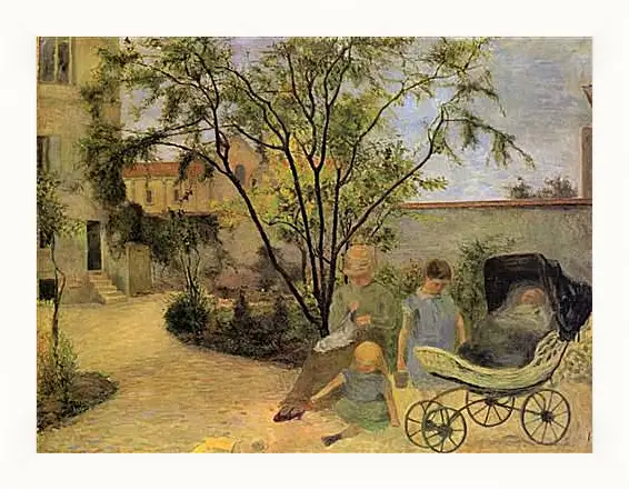 Картина в раме - La famille du peintre au jardin, rue Carcel. Поль Гоген