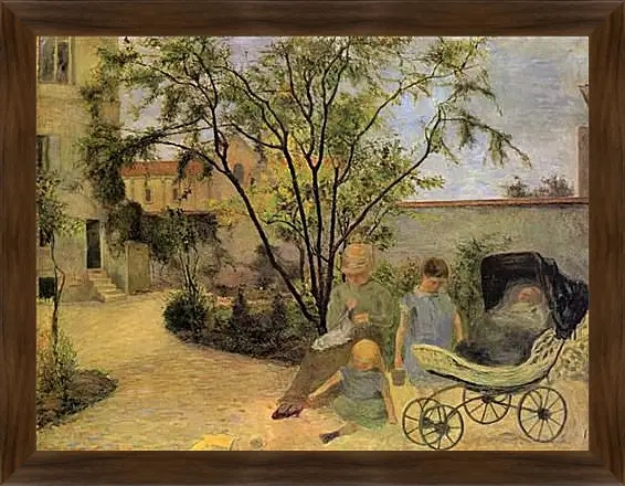 Картина в раме - La famille du peintre au jardin, rue Carcel. Поль Гоген