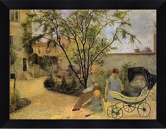 Картина в раме - La famille du peintre au jardin, rue Carcel. Поль Гоген