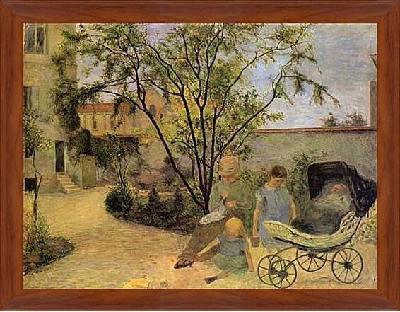 Картина в раме - La famille du peintre au jardin, rue Carcel. Поль Гоген