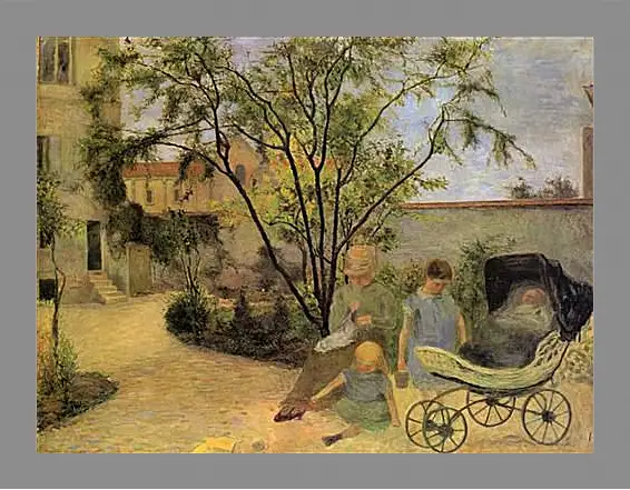 Картина в раме - La famille du peintre au jardin, rue Carcel. Поль Гоген