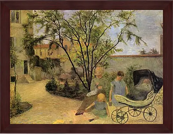 Картина в раме - La famille du peintre au jardin, rue Carcel. Поль Гоген